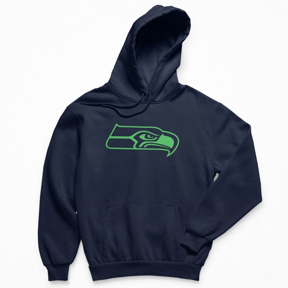 NEW Seattle Seahawks Team Color Pop Logo Fleece Pullover Hoodie NAVY